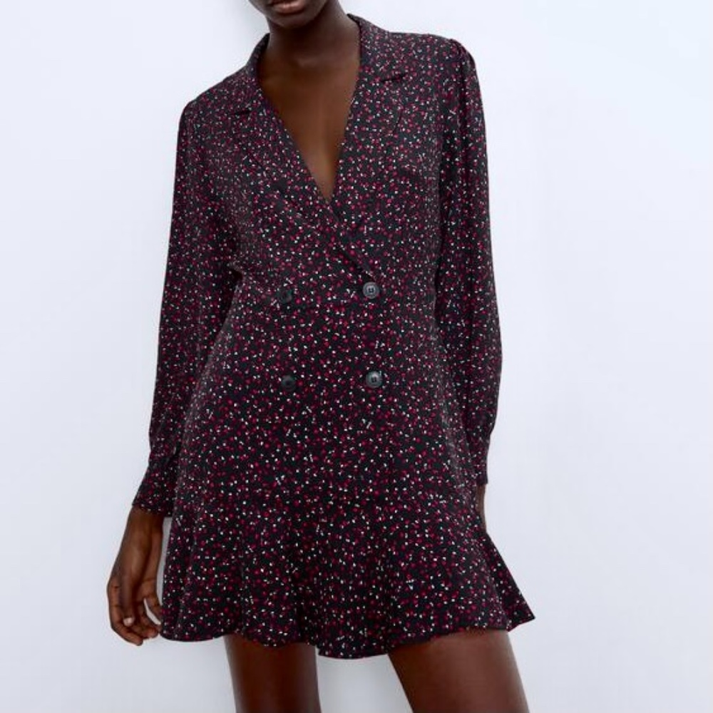 Zara Floral Print Blazer Dress Short Jumpsuit - Size M